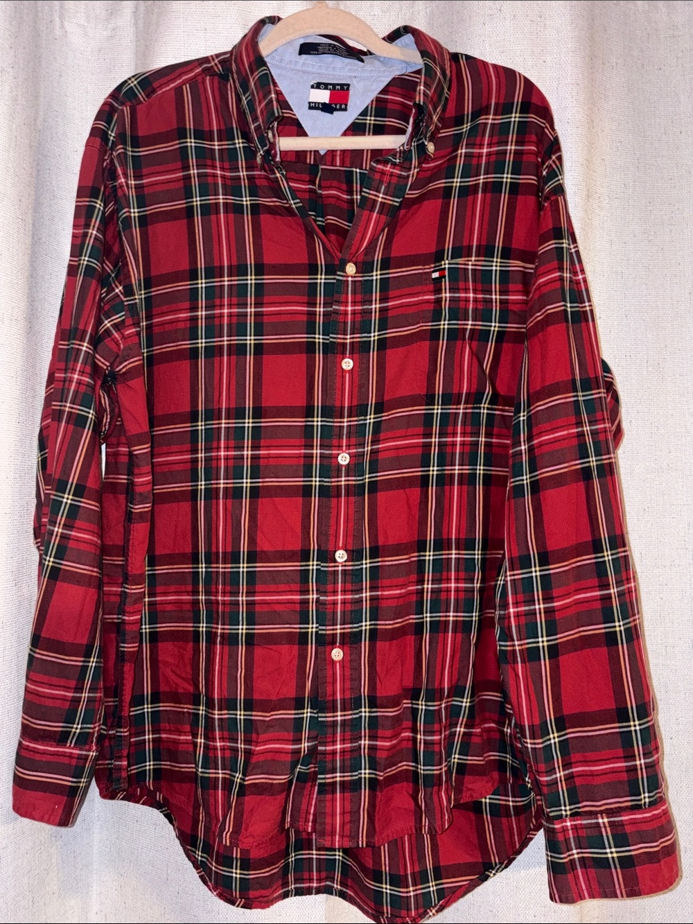 Vintage 2002 Tommy Hilfiger Tartan Plaid Long-Sleeve Button-Down Shirt